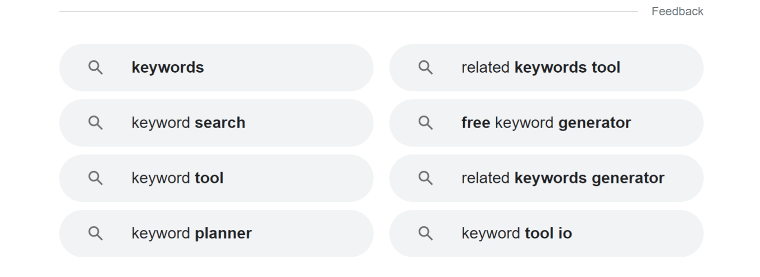 Google feedbacks keyword 