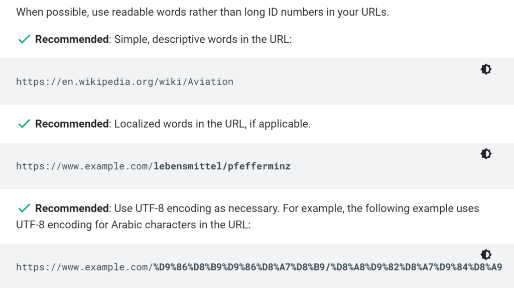 google recommended URL structure