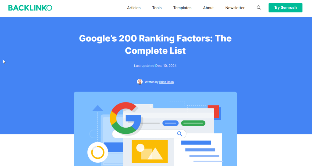 Google ranking factors