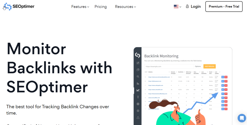 Monitor Backlinks by SEOptimer