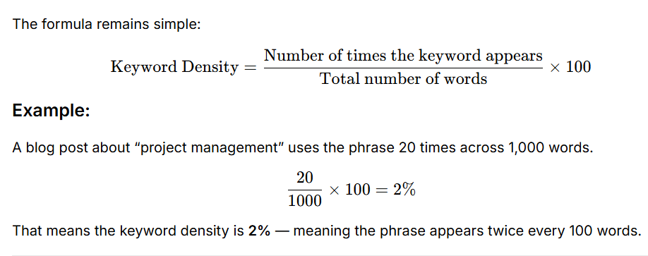 how to calculate keyword density